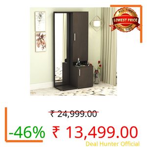 DesignFit Engineered Wood Dressing Table with Storage Wooden Dressing Table with Mirror Vanity Table for Bedroom Home Living Room - Wenge Finish