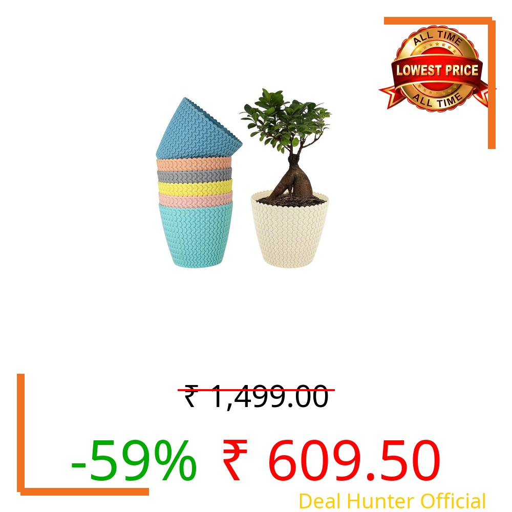 GARDENS NEED 7-Inch (17.78 cm) Flower Pot| Round Shape, Set of 7, Multi Planter for Indoor & Outdoor| UV-Resistant, Lightweight Plastic Pots| Ideal for Flowers, Herbs, and Small Plants