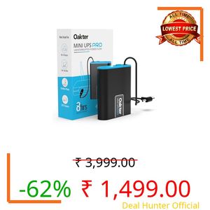 Oakter Mini UPS PRO for High Capacity WiFi Routers 12V & Upto 3A| Battery 3x2600 mAh 28.8 Wh| Power Backup Upto 8 Hours | Support Jio,Airtel,Other Routers| Current Surge & Deep Discharge Protection