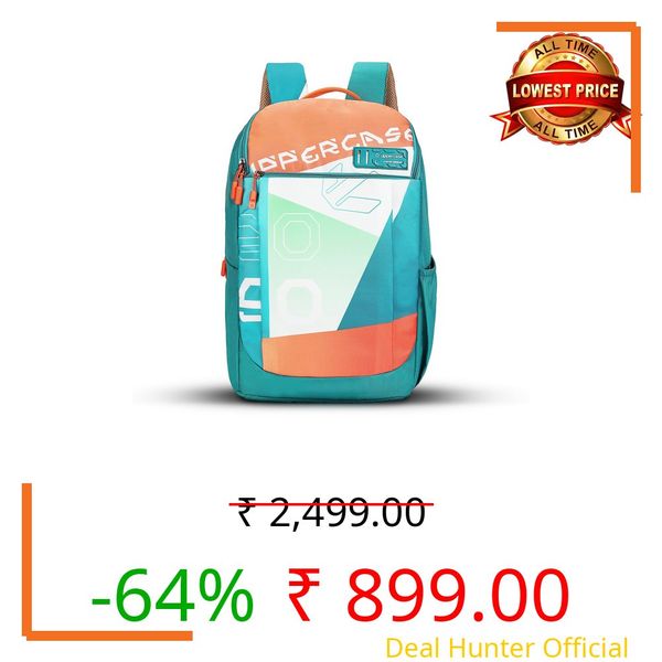 uppercase Campus School Backpack | Well-Padded, Double Compartment with File Sleeve, Organizers, Side Bottle Pocket | For Boys & Girls | 500 Days Warranty | Teal