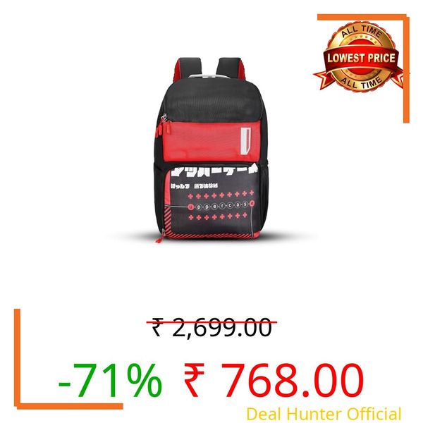 uppercase Campus School Backpack | Well-Padded, Double Compartment with File Sleeve, Organizers, Side Bottle Pocket | For Boys & Girls | 500 Days Warranty | Black