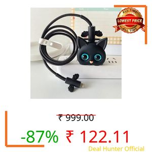 EDNITA Charger Cable Protector with 3D Cute Black Cat Pattern for iPhone 18W & 20W | Full Protection & Easy Installation