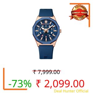 The Watch Company Men's Analog Watch | Blue Dial & Blue Strap | Sporty and Casual Watch | Date Feature | Soft Silicon Strap Quartz Movement | Strong Luminous | Waterproof Watch