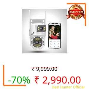 OneXsale 10MP 4G Wireless PTZ CCTV Camera | Dual 5MP Lens | 360° Pan & Tilt | Color Night Vision | AI Motion Alert | Waterproof Outdoor Security | Two-Way Audio | V380 Pro App