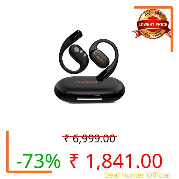 ACwO Dwots Sense OWS Wireless Over Ear Earphones|Situational Awareness|15Mm Titanium Drivers|65 Hours Playback|BT V5.4|Secure Fit|4 Mics with ENC|40Ms Low Latency|Equaliser Modes (Silver Black)