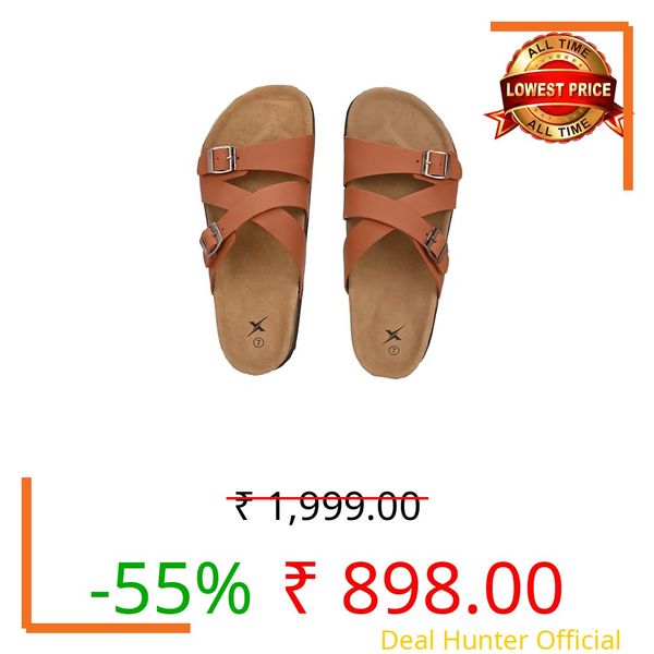 Kraasa Cork Sole Slippers for Men || Comfort and Style || Lightweight || Cushioned || Comfort for Every Step|| Flip-Flop & Sandal for Men Tan UK 7