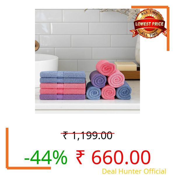 Caslino - Small Cotton Face Towels, Set of 24, Soft and Absorbent, 25 x 25 cm, 400 GSM, Towel Set for Women & Men (Combo 3, Pack of 24)