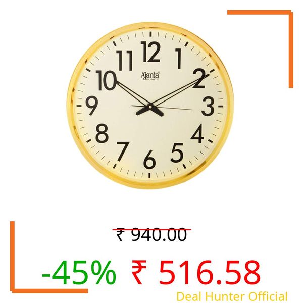 Ajanta Wall Clock for Home and Offices Silent Sweep Movement 13 Inches Analog Wall Clock Wall Watch (Ivory_32 x 32 x 4 cm), Plastic