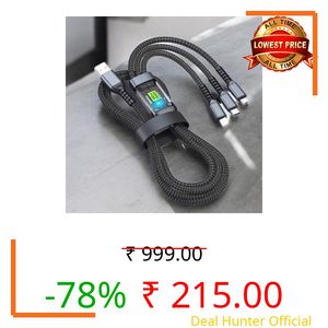 king shine 3in1 Charger Cable 120Watt Fast Charging Cable For All Smartphone (Meter Cable)