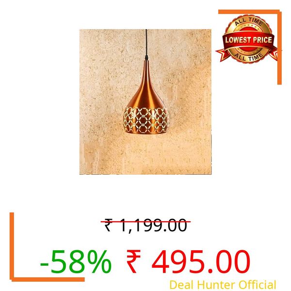kinis Decorative Hanging Lamp/Pendant Lamp/Ceiling Light to Décor Home/Living Room/Bedroom/Office/Dining/Cafe/Restaurants, Teen Cutting, Copper (Pack of 1, with Bulb)