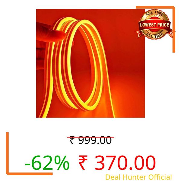 BUDWILL 16.4 Feet Neon LED Strip Light | 12V Adapter, Waterproof IP65, Silicone Flexible Rope Light for Home Wall Décor & Gaming Room| Led Strip Lights | Neon Lights 5 Meter | (Orange)
