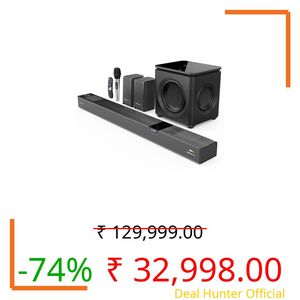 ZEBRONICS 1100 Watts Powerful Soundbar, 7.2.4 Home Theatre, Wireless, Dual Satellites & Driver Subwoofer, Dual Radiators, DTS X,Dolby Atmos, Karaoke UHF Mic, HDMI Earc, Optical (Juke BAR 10000), Black