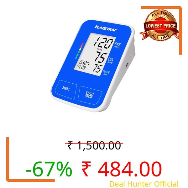 KAISTAN DBP 1231 Blood Pressure Monitor | Fully Automatic Machine for BP Monitoring & Heart Pulse Rate | Digital BP Testing Meter for Home | Dual Power Device USB cable type-C or AAA battery | 120 Reading Memory for 2 users | 2 Years warranty