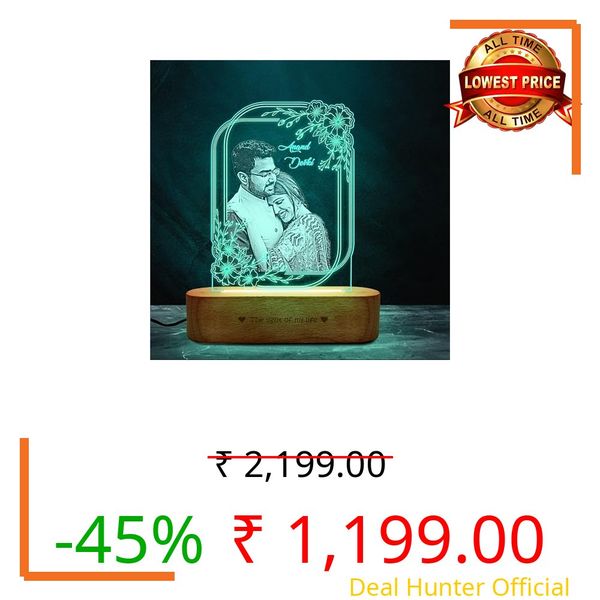 ZOCI VOCI Personalized Valentine Gift for Couple - LED Photo Frame | Customized Anniversary Gift for Wife & Husband | Photo Engraved Lamp (RGB Smooth - (No Remote), B&W - Engraving)