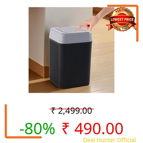 Kuber Industries 10 Ltr Plastic Waste Basket for Kitchen Dustbin with One Touch Press Open Lid | Office and Bathroom Dustbin Garbage Trash Can Bin | Portable Dust Bins for Home | Orbit | Black