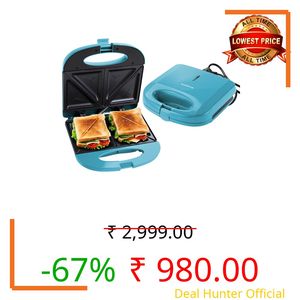 The Better Home FUMATO 750 W Sandwich Maker I 2 Slice Non-stick Grill Plates I Overheat Protection I Cool Touch Technology I Juicer Mixer I ISI Certified I 1 Year Warranty I Misty Blue