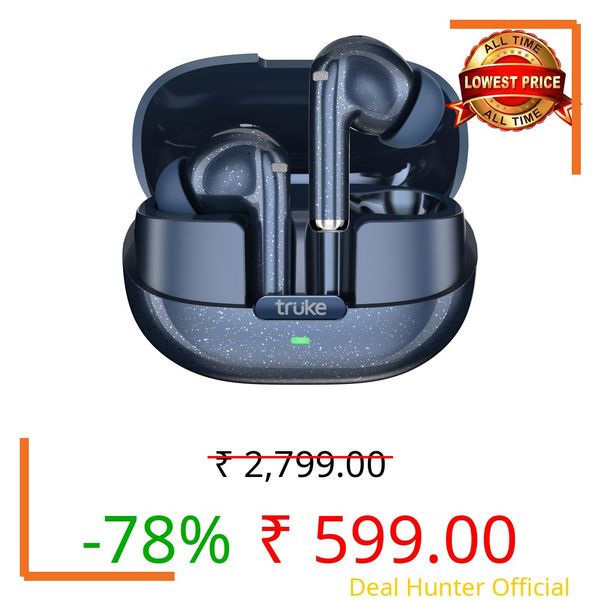 truke New Launch Buds Aura True Wireless in Ear Earbuds with 70Hrs of Playtime and Fast Charging Ear Buds, 13mm Titanium Drivers, Quad-MIC ENC TWS, 40ms Low Latency Gaming Buds, BT 5.4 (Azure Blue)
