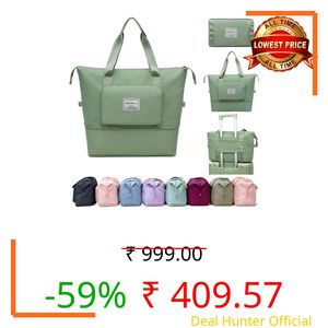 Figment Expandable 41L Foldable Travel Duffle Bag for Women & Men | Large Capacity Waterproof Nylon Weekender Carry-On Tote | Lightweight Overnight Luggage Handbag with Storage