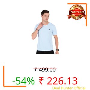 Macroman M-Series Smartz Basics Half Sleeve Round Neck Stretch T-Shirt for Men, Cotton Blend, Lt. Sky Blue, Size: XXL (Pack of 1)
