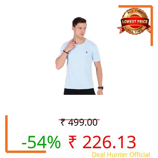 Macroman M-Series Smartz Basics Half Sleeve Round Neck Stretch T-Shirt for Men, Cotton Blend, Lt. Sky Blue, Size: XXL (Pack of 1)