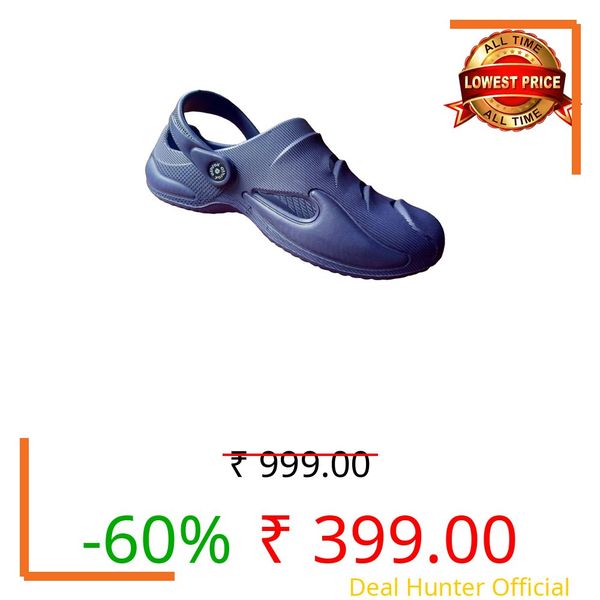 Red & Black Athrox Men's Original Lightweight Clogs Sandals with Adjustable Back Strap | Color: Navy Blue