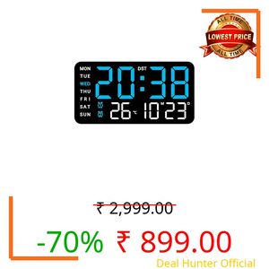 AERYS 9-Inch Digital Alarm Wall Clock, Table Clock, Large LED Display, Adjustable Brightness,12/24 Hour Format, Dual Alarms,Date&Temperature Display,for Home, Office, Bedroom, Living Room, Home Decor