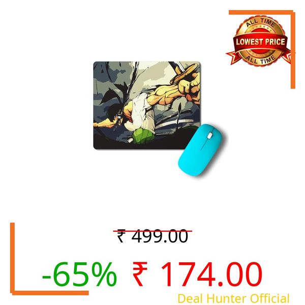 JIGARI Animie Theme Multicolor Unique Printed Mouse Pad | Smooth Mouse Control for Laptop, Notepad, Desktops | Animies Accessories for Fans (One Piece - Zoro, Regular (22 x 18 cm))