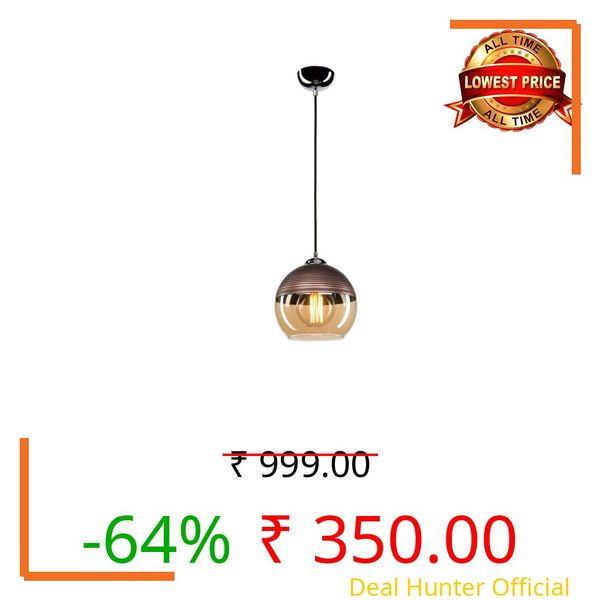 ONECYA ROYAL FANCY Hanging Glass Pendant Lighting Lights It's Adjustable Pendant Lighting for Kitchen,Drawing Room,Living Room Bedroom,Ceiling Pendant Light,Black(Glass) Blub not Included Pack of 1