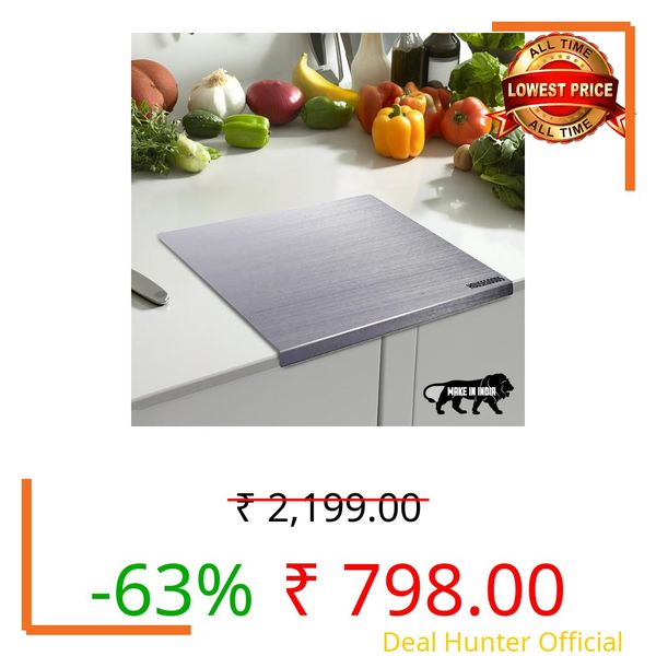 House Goods Steel Countertop Chopping Board for Kitchen,Medium 36 X 31 CM,Premium 304 Grade Stainless Steel Cutting Board,Rust-Free,Anti-Bacterial,Chef Approved,Ideal for Vegetables,Fruits,Meat