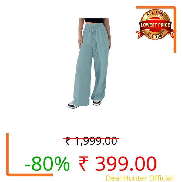 GRECIILOOKS Women Trouser Pants Light Blue