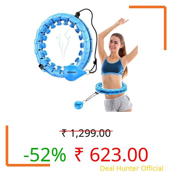 Hula Hoop with Adjustable Weights, Auto-Spinning Ball, Fitness Exercise Hoop Henirag for Men & Women Adults and Kids-Multi Color