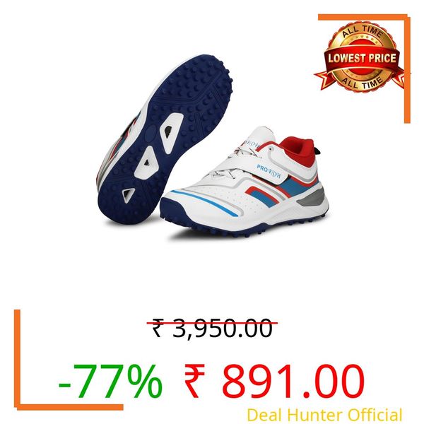 PRO KVH Plus 2.0 Cricket Shoes for Men's RED-White – Fast Strap Rubber Spikes, Lightweight,Performance, Comfort, and Durability Shoe for All-Round Performance UKIND_08