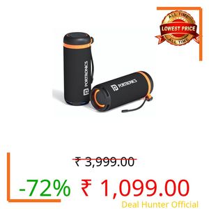 Portronics 15W Breeze 7 Wireless Bluetooth Speaker with Rotational Volume Control, Upto 6 Hours Playtime, Bluetooth 5.4V, Passive Bass Radiator, TWS Mode, RGB LED Lights, Type C Charging(Black)