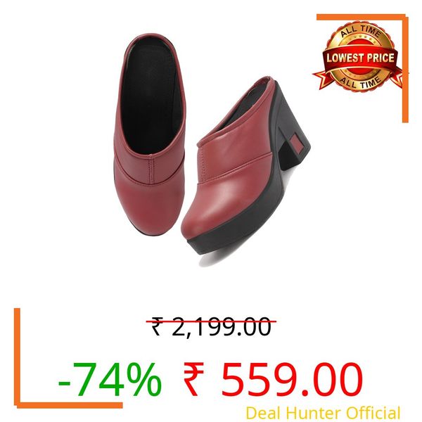 TRYME Fabulous Attractive Perfect for Every Occasion Block Heel Mules Sandal Womens and Girls Red