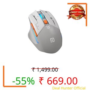 Portronics Vader Max Wireless Rechargeable Mouse, Thumb Support, Bluetooth 5.3 & 2.4 GHz Dual Mode, 6-Button Control, Adjustable DPI Up to 2400,Universal Compatibility for Laptop,Desktop,Gaming(Grey)