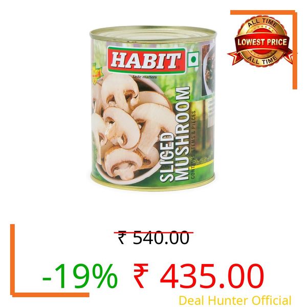 HABIT Button Mushrooms Sliced– 800g x Pack of 3| Tender & Mildly Flavored | Ideal for Salads, Soups, Pastas, Gravies, Starters & More | Ready-to-Use Mushrooms for Everyday Cooking