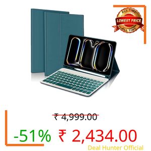ProElite Keyboard case for Apple iPad Pro 13 inch 2024/2025 M4/M5 with Pencil Holder, Magnetic Detachable Wireless Bluetooth Keyboard Built-in 7-Colors Backlit, Dark Green