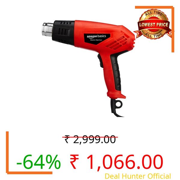 Amazon Basics 2000W Heat Gun | Dual Temperature & Airflow Control | ABS Body | Heavy-Duty Hot Air Gun for Paint Removal, Plastic Welding & Shrinking | Red