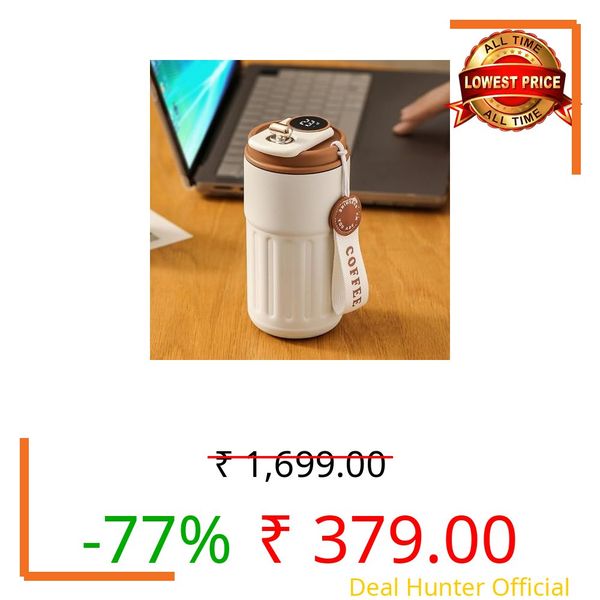 Tokumap Coffee Mug Cup Digital Display, Thermos Flasks, 460 ml, 316 Stainless Steel Travel Mug, Insulated Vacuum Thermal Mug, Leak-Proof Travel Mug with Lid for Coffee (Multicolour)