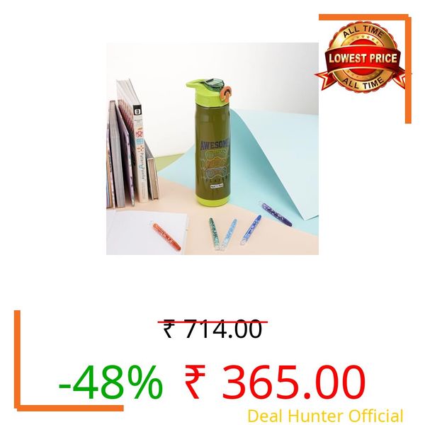 Nayasa Adonis 770ml Insulated Stainless Steel Water Bottle | BPA-Free | Leakproof | Push Cap | School, College & Office Use | Green