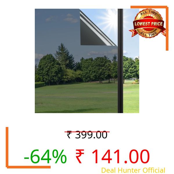 ERATO Black Window Privacy Film One Way Window Tint for Home, Sun UV Blocking Heat Control Glass (Black Film, 20x42 Inch)