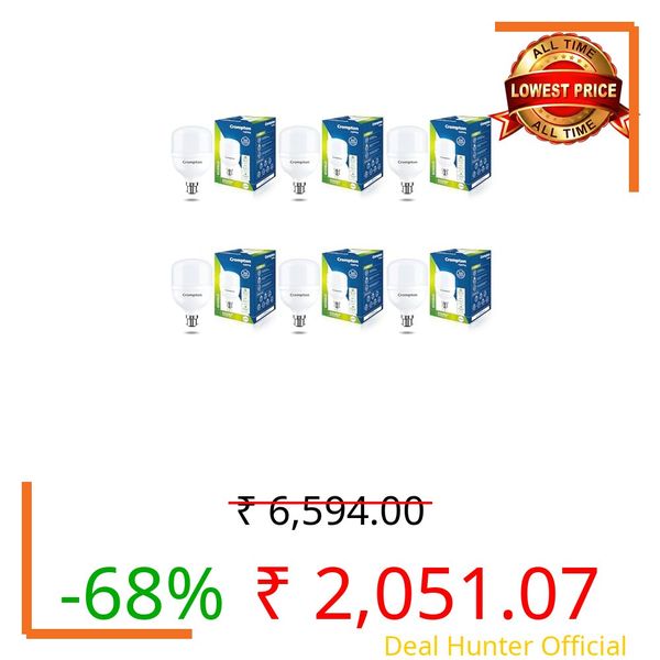 Crompton LED Lamp | 40W | Cool Day Light | B22 Base | 6500 Kelvin | 1 year Warranty | Pack of 6