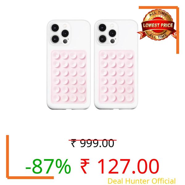 Meyaar 2 Pack Silicone Suction Phone Case Mount, Non Slip Sticky Phone Grip for Cellphone, Silicon Adhesive Suction Cup Phone Mount, Strong Grip Holder for Selfies and Videos (Light Pink)