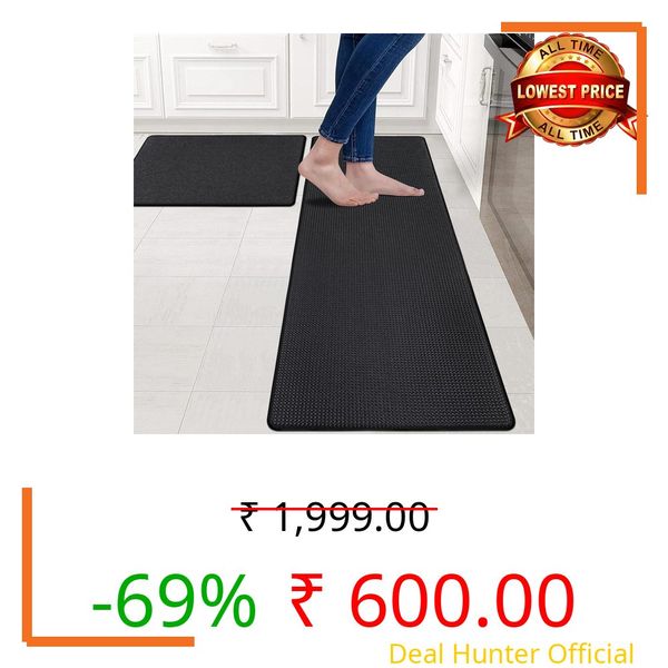 Glaceon Farmhouse Kitchen Mats for Floor 2 Piece Set Kitchen Rugs and Mats Non Skid Comfort Kitchen Standing Mat for Bedroom Laundry Room (GL-02)