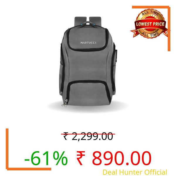 Martucci Panther 28L Anti-Theft Laptop Backpack – Fits up to 15.6" Laptop (Grey) | Water-Resistant Travel & Office Bag with USB Charging Port, Number Lock & Shoe Compartment