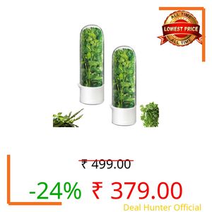 Minkeytal Herb Saver for Refrigerator, Herb Storage Container Cilantro Container for Fridge, Fresh Herb Keeper for Cilantro, Basil, Asparagus, Parsley, Keeps Greens Vegetables for 2-3 Weeks (2PCS)