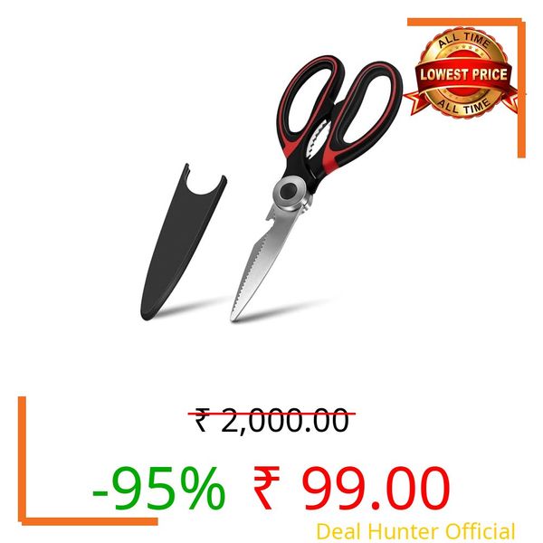 PRIMESKY® Kitchen Scissor for General Use, Heavy Duty Kitchen Raptor Meat Shears, Cooking Scissors, Stainless Steel Multi-Function Scissors for Food, Chicken, Poultry, Fish, Pizza, Herbs (PACK OF 1)