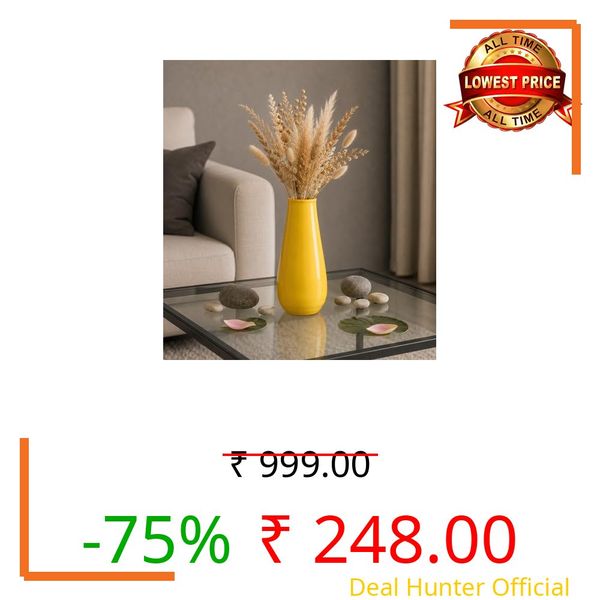 Healthchoice Modern Decorative Metal Vases for Home Dcor, Yellow