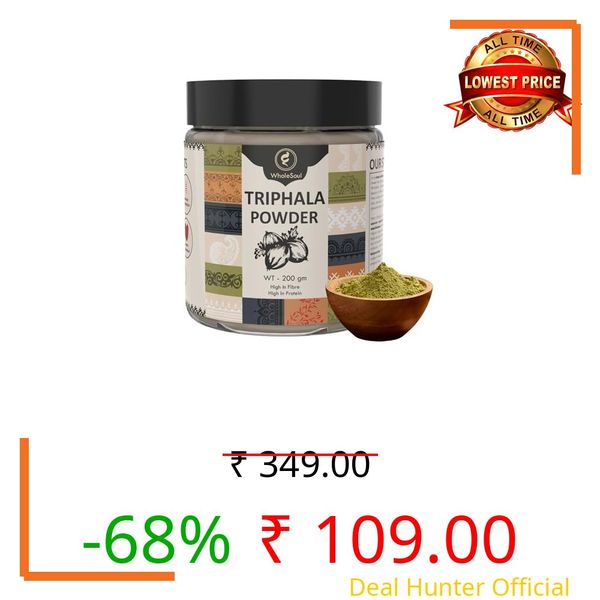 WholeSoul Triphala Powder | 100% Pure & Natural | Ayurvedic Herbal Blend of Amla Haritaki Bibhitaki | Supports Digestion Gut Wellness & Detox | No Additives Preservatives (200 gm (Pack of 1)