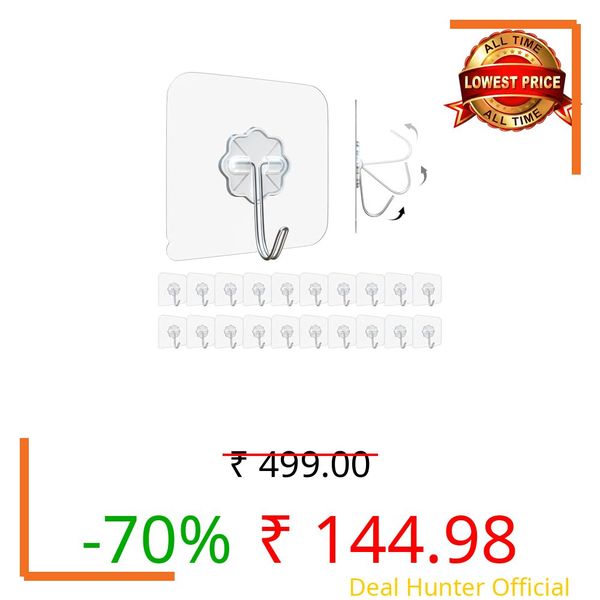 Eightiz 10 Pcs Flower Hook PVC Heavy Duty Self Adhesive Stainless Hooks, Transparent Waterproof and Oilproof Wall Hooks for Kitchen Bathroom Shower Door Outdoor Home Improvement Utility Hook